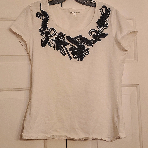 Coldwater Creek embellished beaded short sleeve top - Picture 1 of 2